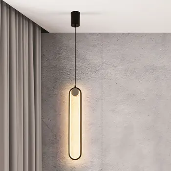 Iskandinav basit Modern Led asılı ışıklar yatak odası başucu lambaları demir sanat hattı Hanglamp oturma odası duvar kolye ışıkları WY73010 7