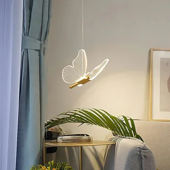 Iskandinav LED kelebek kolye ışıkları iç mekan aydınlatması sarkıt aydınlatma Modern Asılı Lamba Oturma Odası Dekorasyon Tavan Lambası 19