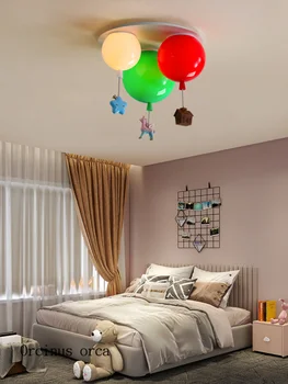 Iskandinav modern karikatür tavan lamba ağı kırmızı yatak odası lambası yaratıcı kişilik çocuk yatak odası renkli balon tavan lambası 6