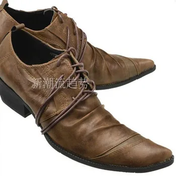 Italyan ayakkabı erkek deri timsah derisi erkek sivri sivri uçlu ayakkabı yüksek topuk lace up oxford ayakkabı erkekler için resmi ayakkabı sürer 21