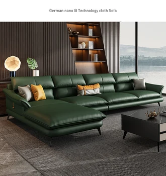 Italyan minimalist deri kanepe birinci katta İskandinav minimalist modern köşe oturma odası deri kanepe mobilya 16