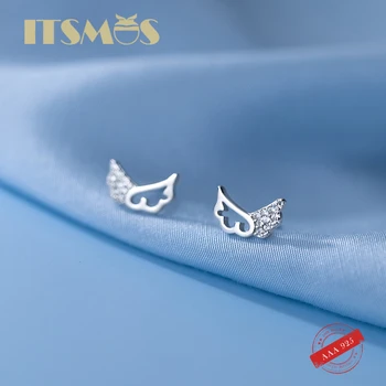 ITSMOS Hollow Sevimli Kanatları Elmas Çiviler Zarif Tatlı Küpe s925 Ayar Gümüş Küpe Kadın Basit Takı Kadınlar için Hediye 4