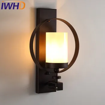 IWHD Cam Aplik Loft Endüstriyel Vintage Retro Duvar aydınlatma armatürleri Antika Demir Duvar Lambası Siyah Wanglamp Merdiven Aydınlatma 21