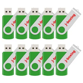 J-boks 32GB USB flash sürücü, Metal Döner 8GB 16GB Memory Stick, Dönen Kalem Sürücü Başparmak Depolama 1GB 2GB 4GB 10 adet / paket Yeşil 7