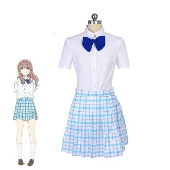 Japon animesi Sessiz Bir Ses / Şekli Ses Shouko Nishimiya Shoko Cosplay Kostüm Sevimli Kız okul üniforması Üst + Etek