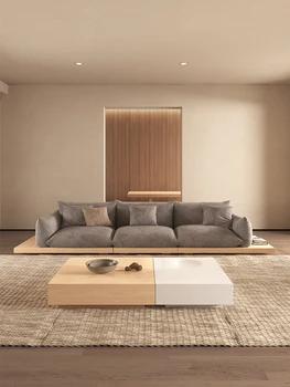 Japon tarzı sessiz kanepe Nordic ıns rüzgar tasarım duygusu küçük daire kumaş aşağı üç kişi 6