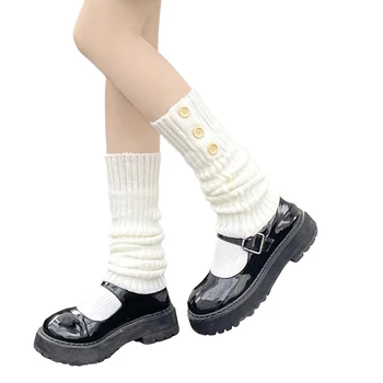 Kadın bacak ısıtıcıları Çorap Kontrast Renkler Çizgili Örgü Bacak Kollu bot paçaları Kapak Streetwear 10