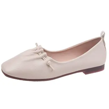 Kadın Flats Deri rahat ayakkabılar Retro Kadın Düşük Topuklu Loafer'lar Yumuşak Rahat Günlük yürüyüş ayakkabısı Bayanlar Slip-on düz ayakkabı 8