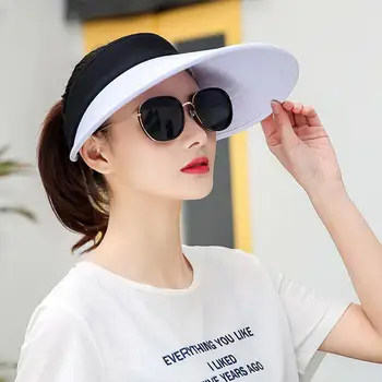 Kadın Güneşlik Şapka Nefes Packable Uygun Kadın Büyük Ağız Yaz UV Koruma Plaj Kap 10