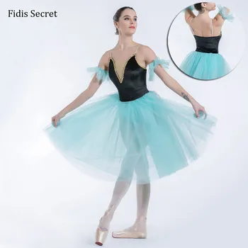 Kadın Kaşkorse Romantik Tutu Kostümleri, Balerin Dans Yarışması Sahne Giyim, kız Bale Performans / Solo / Parti Tül Elbise 13