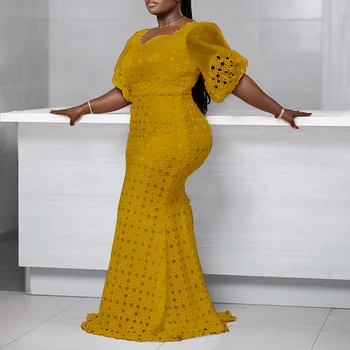 Kadın Moda Artı Boyutu Elbise Yarım Kollu Hollow Kat Uzunluk Yüksek Bel Amerikan Afrika Tarzı Sokak Yendi kadın elbisesi 8