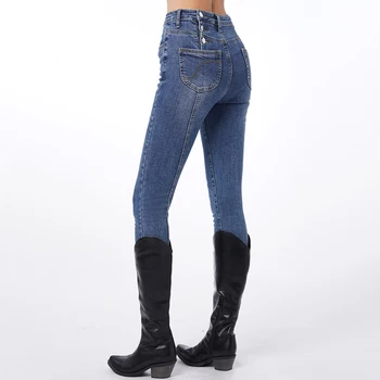 Kadın Pamuk Karışımı Skinny Jeans Düğme Geri Detay Streetwear Tarzı Dikiş Ayak Bileği Uzunluğu Kot 12