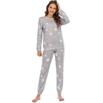 Kadın Pijama Takımı Uzun Kollu Pijama Gecelik Yumuşak Pjs Salonu Setleri Cepler İle noel hediyesi Kadın için 12