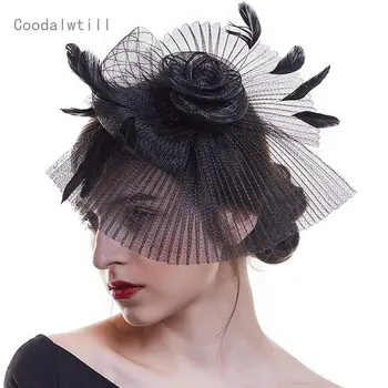 Kadın saç tokası Tüy Düğün Rahat Fascinator Great Gatsby Kafa Bandı Gelin Parti Gelin Düğün Çiçek Kilise Şapkalar 5