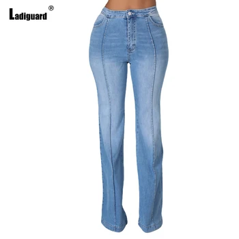 Kadın Streç Sıkıntılı Sıska Alt Yüksek Bel Kot Pantolon Rendelenmiş Kot Pantolon Rahat Jeggings Bayanlar Sonbahar Flare Pantolon 4