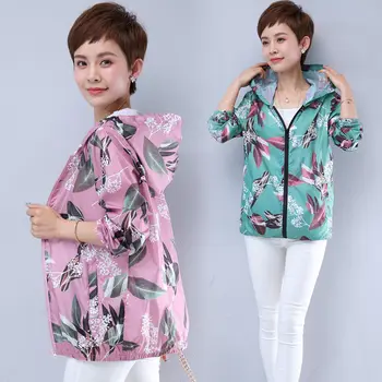 Kadın Yaz Ceket güneş koruma ceketi Baskı İnce Hırka güneş koruma giyimi Üstleri Artı Boyutu Kadın Ceket Ve Mont 5XL 17