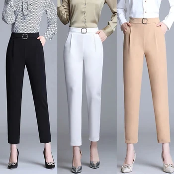 Kadın Yeni Yüksek Bel harem pantolon 2022 İlkbahar Yaz Moda Vahşi kalem pantolon Ofis Bayan Mizaç Basit Takım Elbise Pantolon 1