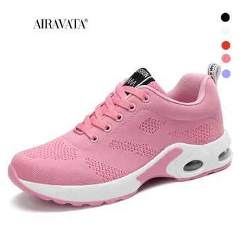 Kadınlar için ayakkabı Sneakers Kadın Moda hava yastığı Spor Koşu Düz Yumuşak Alt Tenis Feminino Örgü nefes alan günlük ayakkabılar 20