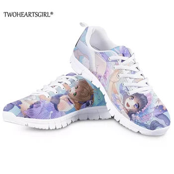Kadınlar için Sneakers Cardcaptor Sakura Baskı Rahat Nefes düz ayakkabı Kadın Rahat Lace Up Flats Kızlar Anime Yürüyüş Ayakkabısı 15