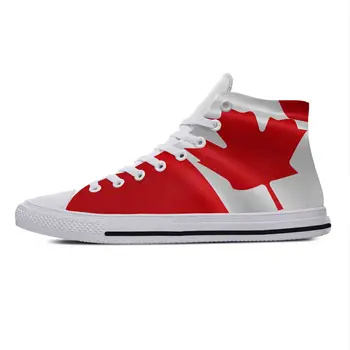 Kanada Kanada Bayrağı Yurtsever Gurur Serin Moda Rahat Bez Ayakkabı Yüksek Üst Rahat Nefes 3D Baskı Erkek Kadın Sneakers 2