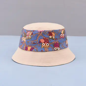 Karikatür baykuş baskı pamuk Kova Şapka Balıkçı Şapka açık seyahat şapka güneşlikli kep Şapka çocuk erkek ve kız için 23 11