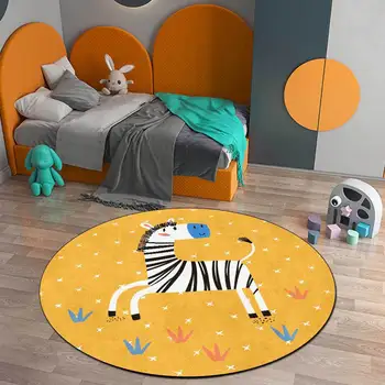 Karikatür çocuk Odası Yuvarlak Halı Sevimli Zebra Halılar oturma odası kahve sehpası Yumuşak Zemin Mat yatak odası dekoru Kaymaz Alan Kilim 2