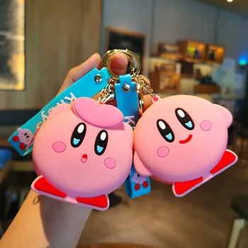 Kawaii Anime Karikatür Kirby Anahtarlık Sevimli Yıldız Kirby Silikon cüzdan bulucu Yüzük Sırt Çantası Kolye Süsler Takı Tatil Hediyeler 12