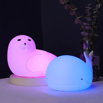 Kawaii Gece Lambası USB Şarj Silikon gece ışıkları Dokunmatik Sensör Zamanlama Yatak Odası Başucu Lambası Odası Dekor Çocuklar için Bebek Çocuk 21