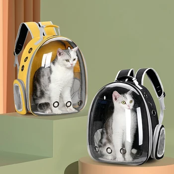 Kedi Çanta Pet Taşıyıcı Çanta Delik Açık Seyahat Sırt Çantası Şeffaf Alan Pet Sırt Çantası Taşınabilir Büyük Alan Nefes  17