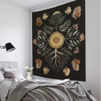 Kelebek sanat goblen psychedelic bitki illüstrasyon duvar asılı bohemian estetik oda duvar dekorasyonu yoga mat plaj mat