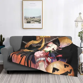 Kimetsu Hiçbir Yaiba Nezuko Battaniye iblis avcısı Anime Sıcak Peluş Yumuşak polar şal Battaniye kanepe yatak örtüsü Yatak Odası Kabarık 23