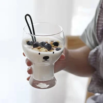 Kore Ayı INS Uzun Cam bira kupası Kabarcık İçecekler Suyu Kahve Süt Çay Süt Kahvaltı Yoğurt Tahıl Soğuk İçecek Sevimli Kedi Fincan 2