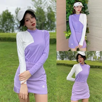 Kore golf giyim kadın sonbahar uzun kollu elbise elastik ince nefes güneş koruma üst Yüksek Bel Kalça mini etek 2