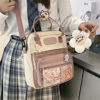 Kore Tarzı Sevimli Sırt Çantaları Kadın Su Geçirmez Naylon Küçük omuz çantaları Genç Kızlar için Okul Çantaları Çiçek seyahat sırt çantası 18