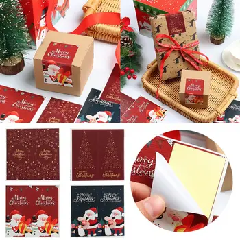 Kutu Paketi Kardan Adam Penguenler 5CM * 10CM Kırmızı Noel Etiketleri Merry Christmas Çıkartmalar Dekoratif Etiketler Karikatür Noel Baba 15