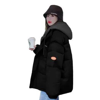 Kuş Tüyü dolgulu ceketler Kadın 2022 Kış Yeni Sıcak Pamuk Yastıklı Ceket Kısa Kapşonlu Ceket Gevşek Kadın Kalın Sıcak Giyim 13