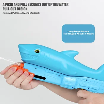 Köpekbalıkları Su Tabancaları Çocuklar İçin Benzersiz Şekli Fışkırtma Su Blaster tabancaları Oyuncak Yüksek Kapasiteli Renkli Fışkırtma Tabancaları Yüzme Havuzu İçin 19
