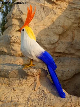 küçük 14 cm mavi&beyaz tüyler kuş sert modeli, simülasyon kuş prop el sanatları bahçe dekorasyon hediye s0307