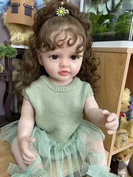 Küçük Dalgalı Saçları ile Gerçek Dokunmatik RebornToddler Prenses Bebek Kız Betty Gerçekçi CM Tam Vücut Yumuşak Silikon Görünür Venis Hediye 16