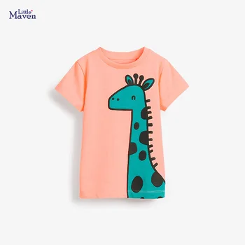Küçük Maven 2023 yaz giysileri pamuklu tişört zürafa Baskı Üstleri Çocuk Rahat Konfor Nefes Giyim Çocuklar için 2-7 Yıl 13