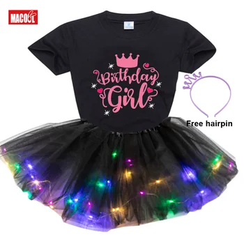 Kız Doğum günü Tutu Set Kıyafet Gökkuşağı için Kız Sevimli Tutu Etek Prenses Elbise Çocuklar Parti Payet Işık Elbise Tutu Noel Etek