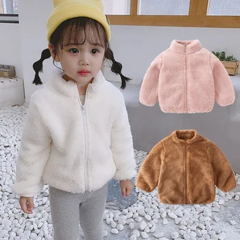 Kız Şeker Renk Ceket Kalın Sıcak Çocuk Giysileri Kış Çocuk Ceketler Erkek Bebek Giyim Ceket Toddlers 1-6Y Polar Zip Ceket 22