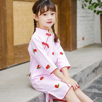 Kızların Cheongsam, Çin Tarzı, Orta Kollu Nakış, Antik Stil, çocuk İlkbahar ve Sonbahar Tarzı, Süper Ölümsüz 11
