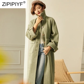 Kış Ceket Kadın Moda Tasarım Lüks Pist Tüvit Palto Ceket Uzun Kollu düğme kadın Sonbahar Kış yün paltolar 23