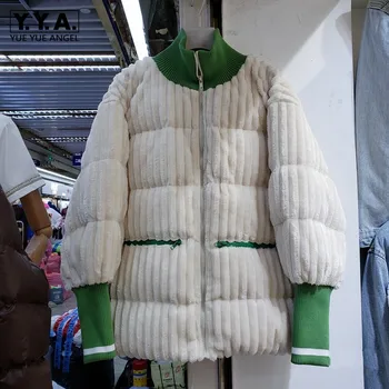 Kış Kalın Sıcak Bayan Kadife Parkas Yeni Renkler Karışık Standı Yaka Gevşek Fit Streetwear Palto Kadın Rahat Parka Ceket 16