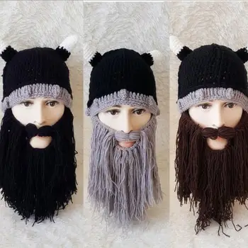 Kış kostümleri cosplay sıkı Barbar Vagabond oxhorn sahte Viking sakal şaka oyuncak hippi kap Yün 12