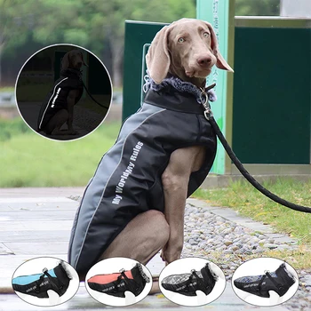 Kış Yumuşak Sıcak Köpek Giyim Bulldog Giyim Ceket Yansıtıcı Su Geçirmez Orta Ve Büyük Pet Köpek Ceket Pamuk Yelek 21