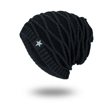 Kış Şapka Erkekler için Kore Versiyonu Moda Örme Yün Şapka Artı Kadife Sıcak Bere Şapka Açık Bere Bonnets Kadınlar için 1