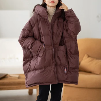 Kışlık ceketler Büyük Boy kadın Giysileri 2023 Yeni Kışlık Mont Kapşonlu Aşağı Pamuk Yastıklı Giyim Gevşek Parkas jp830 10