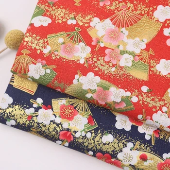 Lacivert Japon Tarzı Pamuk Fan Çiçek Kumaşlar İçin El Yapımı Giyim, DİY Patchwork, takı Yastıkları Tekstil Malzemesi 4